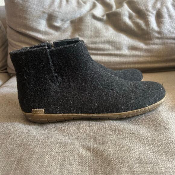Glerups Wool Slip On Ankle Boots Black Size 45